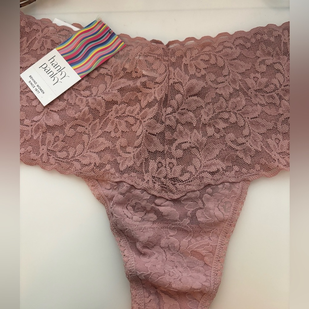 NWT Hanky Panky retro high waisted thong desert rose
